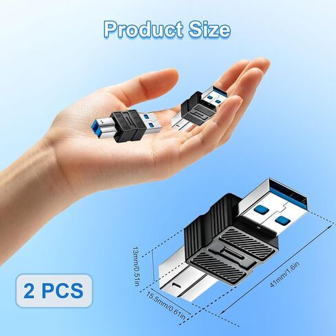 USB 3.0 A to B Adapter 2Pack, 5Gbps USB 3.0 Type A Male to Type B Male Printer Data Connector, USB-A 3.0 to USB-B 3.0 Converter for USB Hub, External Hard Drive, Compact Device Connection in Kuwait