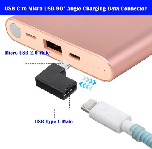 محول USB C إلى Micro USB، 4 حزم USB-C نوع C أنثى إلى Micro USB (ذكر) تحويل موصل يدعم مزامنة بيانات الشحن المتوافقة مع أجهزة MicroUSB، أسود in Kuwait