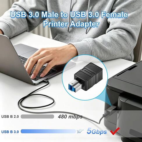 USB 3.0 A to B Adapter 2Pack, 5Gbps USB3.0 Type B Male to USB 3.0 Type A Female Printer Data Adapter, USB-B 3.0 to USB-A Converter for Printer Scanner Hard Drive MIDI Controller in Kuwait