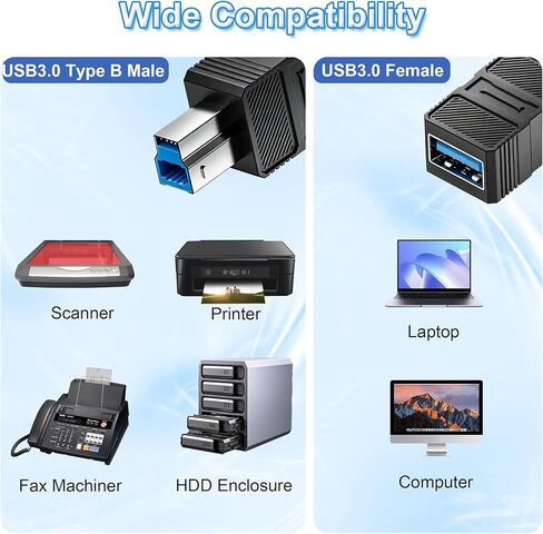 USB 3.0 A to B Adapter 2Pack, 5Gbps USB3.0 Type B Male to USB 3.0 Type A Female Printer Data Adapter, USB-B 3.0 to USB-A Converter for Printer Scanner Hard Drive MIDI Controller in Kuwait