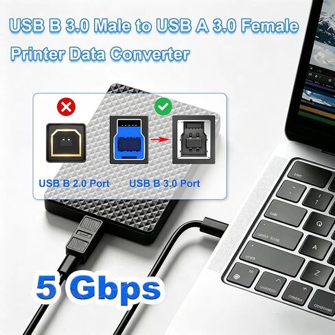USB 3.0 A to B Adapter 2Pack, 5Gbps USB3.0 Type B Male to USB 3.0 Type A Female Printer Data Adapter, USB-B 3.0 to USB-A Converter for Printer Scanner Hard Drive MIDI Controller in Kuwait
