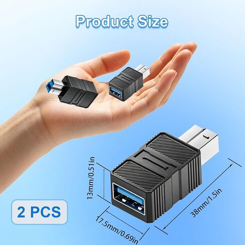 USB 3.0 A to B Adapter 2Pack, 5Gbps USB3.0 Type B Male to USB 3.0 Type A Female Printer Data Adapter, USB-B 3.0 to USB-A Converter for Printer Scanner Hard Drive MIDI Controller in Kuwait