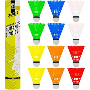 EAGLES Badminton Birdies Nylon Feather Bedminton Shuttlecocks - Plastic Birdie Ball Set for Indoor & Outdoor Baseball Practice ~ Stable & Durable Shuttle Cocks for Kids & Adults (12 Pack Yellow) in Kuwait