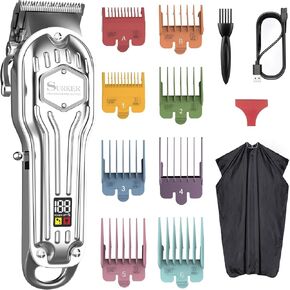 SURKER Mens Hair Clippers Cord Cordless Hair Trimmer Professional Haircut Kit for Men Rechargeable LED Display in Saudi Arabia