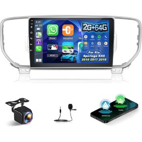 [4Core+64G] Volxcereo Car Radio for Kia Sportage KX5 2016 2017 2018, 9 inch Android Touchscreen Stereo with Carplay/Android Auto, GPS Navigation, WiFi, Bluetooth, SWC, FM/RDS, EQ in Saudi Arabia