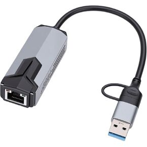 محول USB C وUSB A إلى Ethernet، محول شبكة RJ45 عالي السرعة بسرعة 5 جيجابت في الثانية مع غلاف من سبائك الألومنيوم، نظام تشغيل الكمبيوتر المحمول اللوحي in Kuwait