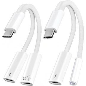 حزمة شحن وفاصل USBc 2 في 1 [مقسم USB-c ومقبس USB C إلى 3.5 مم وشاحن]، شحن سريع PD 60 وات وصوت هاي فاي، لهاتف iPhone 15 16 17/iPad Pro/Galaxy/Pixel in Kuwait