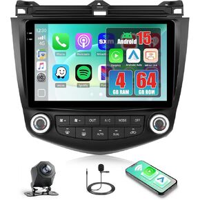 4+64GB Android 15 Car Radio for Honda Accord 2003-2007 Wireless Carplay Android Auto, 9" 1280 * 720P in-Cell Touch Screen Car Stereo WiFi Bluetooth GPS FM/RDS EQ Backup Camera MIC in Saudi Arabia