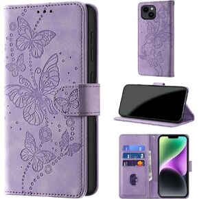 حافظة محفظة لهاتف iPhone 15 Plus، [حجب RFID] حامل 3 بطاقات [هيكل TPU مقاوم للصدمات]، غطاء قلاب واقٍ من جلد البولي يوريثان بإغلاق مغناطيسي مقاس 6.7 بوصة، أرجواني in Kuwait