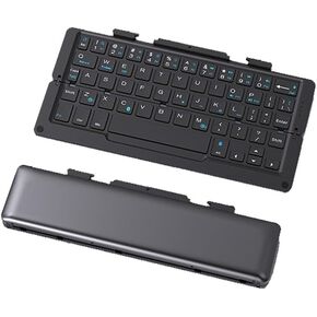 JOMAA Portable Foldable Bluetooth Keyboard – Triple System Compatible, Aluminum Alloy, Dual Device Switching Mini Travel Keyboard for Phone, Tablet & PC in Saudi Arabia