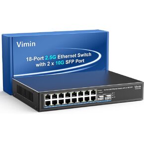 18 Port 2.5G Switch Unmanaged, 16 Ports 2.5Gbase-T Ethernet Switch+2X 10G SFP, 120Gbps Switching Capacity 2.5G Switch 16 Port , Fanless, for 2.5Gbps NAS, Wireless AP & PC, WiFi6 Router, Plug and Play in Kuwait