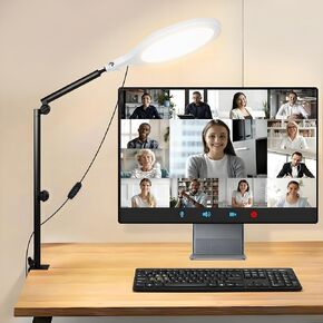 ضوء حلقة مكتب، ضوء حلقة LED مقاس 10 بوصات للمكتب مع مشبك، دوران 360 درجة وارتفاع مرن بملء الشاشة العلوية لتسجيل الفيديو، تيك توك، يوتيوب، بث مباشر، إنشاء المحتوى، أبيض in Kuwait