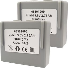 68300900 68301000 3.6V 2.75Ah Ni-MH Grau/بطارية رمادية قابلة لإعادة الشحن لجهاز التحكم عن بعد HETRONIC، حزمة من 2 in Kuwait