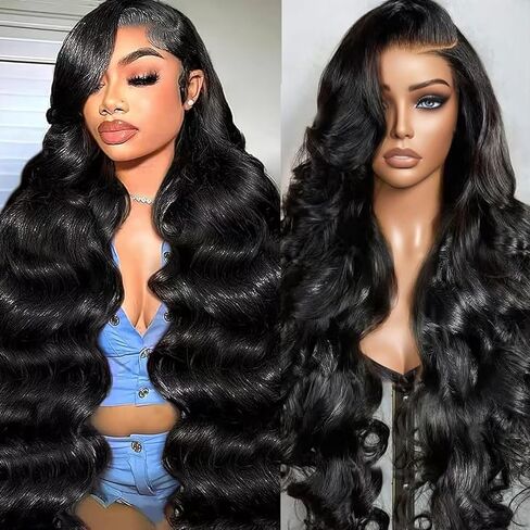 Body Wave Wig Lace Front Wigs Human Hair Wigs for Black Women 13x4 Glueless Lace Frontal Wigs Human Hair Lace Front Wigs Pre Plucked Bleached Knots 180% Density Natural Color Body Wave Wigs 26 Inch in Saudi Arabia