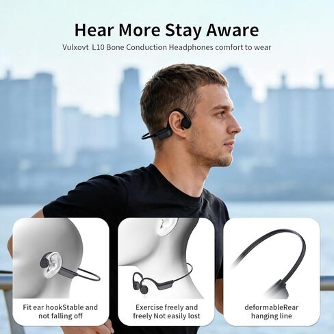 Bone Conduction Sports Headphones – 27g Ultra-Light Frame for All-Day Comfort, Bluetooth 6.0, Immersive Sound, Crisp Calls & Video, Trendy Black-Gray, Perfect for Cycling, Gym, Outdoor Sports in Kuwait