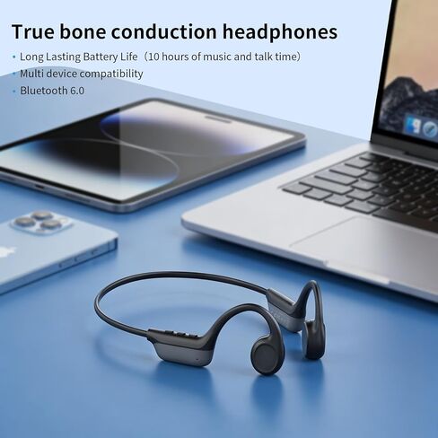 Bone Conduction Sports Headphones – 27g Ultra-Light Frame for All-Day Comfort, Bluetooth 6.0, Immersive Sound, Crisp Calls & Video, Trendy Black-Gray, Perfect for Cycling, Gym, Outdoor Sports in Kuwait
