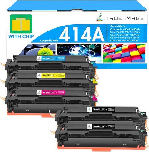 414A Toner Cartridges 5 Pack MFP M479fdw M454dw Compatible for HP 414A 414 414X M479fdn M454dn Color LaserJet Pro M479fdw M455dn M479 M454 Printer Ink with Chip High Yield Black Cyan Yellow Magenta in Kuwait