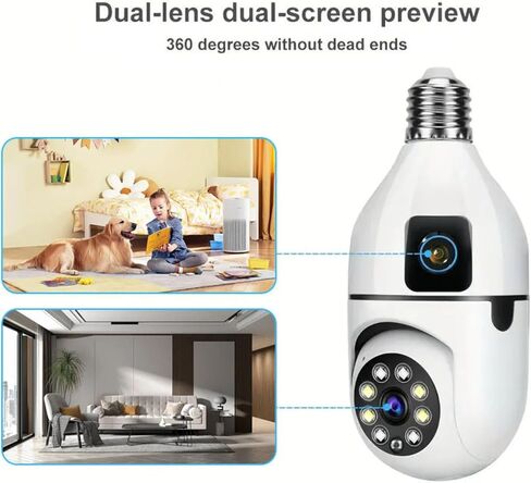 Smart Security Camera, Pan-Tilt 2.4GHz Wi-Fi, Detection, Color Night Vision, Indoor/Outdoor, App Live View(Plug-in Power) in Kuwait