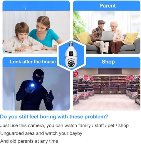 Smart Security Camera, Pan-Tilt 2.4GHz Wi-Fi, Detection, Color Night Vision, Indoor/Outdoor, App Live View(Plug-in Power) in Kuwait