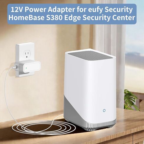 12V Power Adapter Replacement for eufy Security HomeBase S380 & S280 Edge Security Center Power Cord in Kuwait