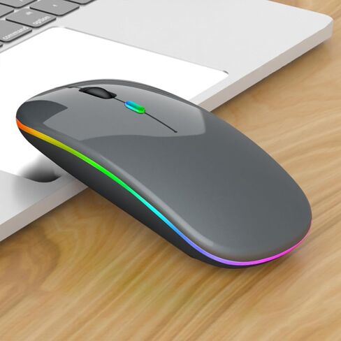 Wireless Mouse 2.4GHz Bluetooth Rechargeable Mouse Quiet Ergonomic Gaming Mouse with USB Backlight 1600DPI Mouse for PC Laptops in Kuwait
