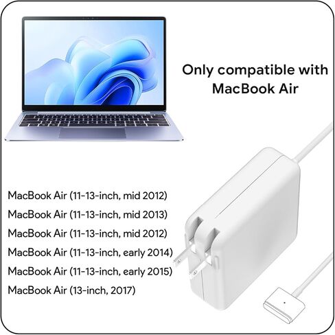 45W Mag2 T-tip Magnetic Mac Book Air Charger, Compatible with 11-inch & 13-inch Mac Book Air Released After Mid 2012 (2012-2017 Models) in Kuwait
