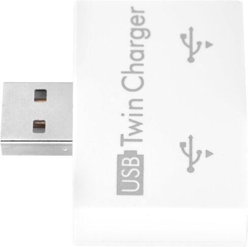 USB 2.0 2-Port, Portable 2-Port USB Hub, USB Twin Charger Adapter 2.0 Hub, Male to Dual USB Female Adapter for Laptops Desktops(White) in Kuwait