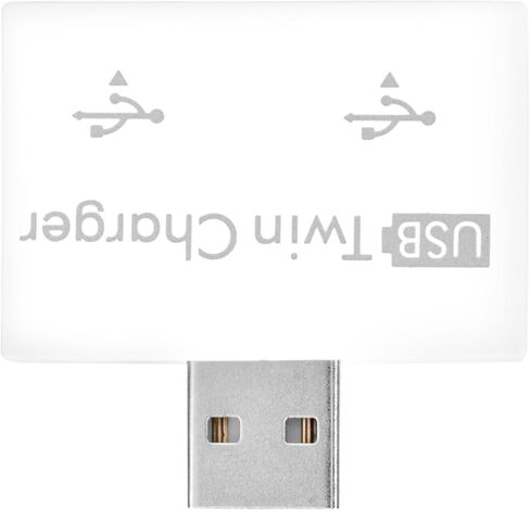USB 2.0 2-Port, Portable 2-Port USB Hub, USB Twin Charger Adapter 2.0 Hub, Male to Dual USB Female Adapter for Laptops Desktops(White) in Kuwait