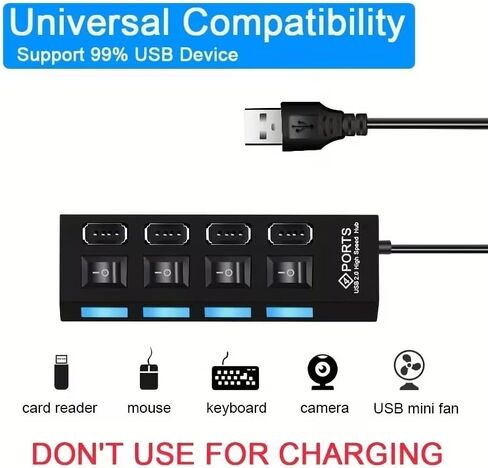 موزع USB ذو 8 منافذ، 4 منافذ USB 4 من النوع C 25 وات، موزع USB محمول لأجهزة الكمبيوتر المحمول والكمبيوتر الشخصي والأجهزة اللوحية والهواتف الذكية in Kuwait