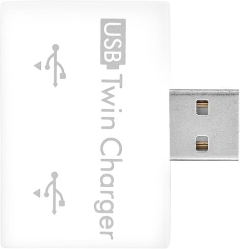 USB 2.0 2-Port, Portable 2-Port USB Hub, USB Twin Charger Adapter 2.0 Hub, Male to Dual USB Female Adapter for Laptops Desktops(White) in Kuwait