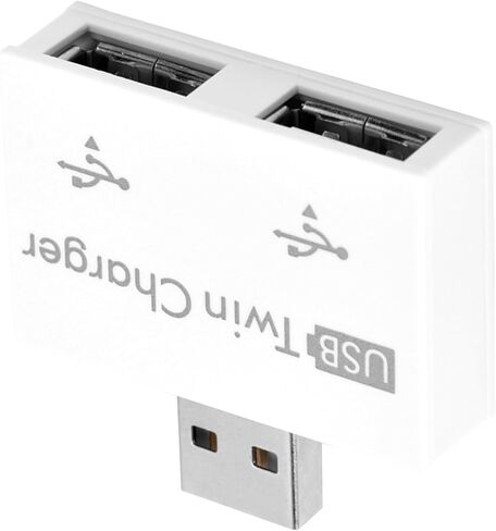 USB 2.0 2-Port, Portable 2-Port USB Hub, USB Twin Charger Adapter 2.0 Hub, Male to Dual USB Female Adapter for Laptops Desktops(White) in Kuwait