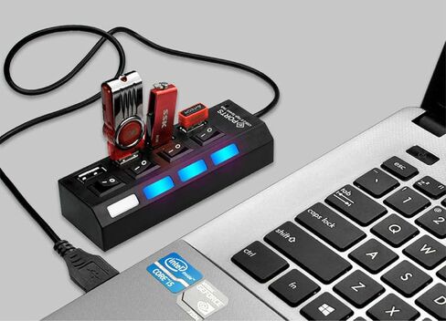 موزع USB ذو 8 منافذ، 4 منافذ USB 4 من النوع C 25 وات، موزع USB محمول لأجهزة الكمبيوتر المحمول والكمبيوتر الشخصي والأجهزة اللوحية والهواتف الذكية in Kuwait