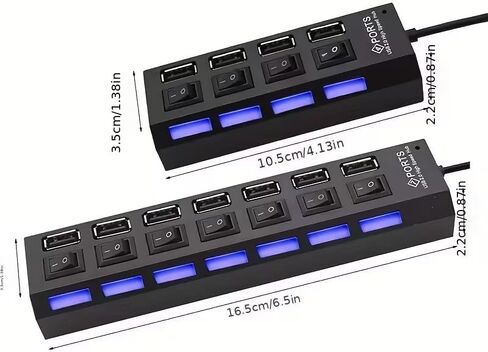 موزع USB ذو 8 منافذ، 4 منافذ USB 4 من النوع C 25 وات، موزع USB محمول لأجهزة الكمبيوتر المحمول والكمبيوتر الشخصي والأجهزة اللوحية والهواتف الذكية in Kuwait