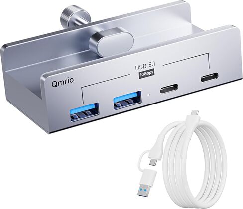 موزع USB 3.1، موزع USB بمشبك بسرعة 10 جيجابت في الثانية مع منفذي بيانات USB-A، ومنفذين USB-C مع منفذ إمداد طاقة إضافي (فضي) in Kuwait