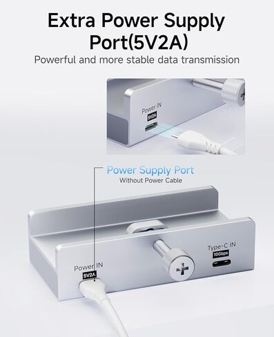 موزع USB 3.1، موزع USB بمشبك بسرعة 10 جيجابت في الثانية مع منفذي بيانات USB-A، ومنفذين USB-C مع منفذ إمداد طاقة إضافي (فضي) in Kuwait