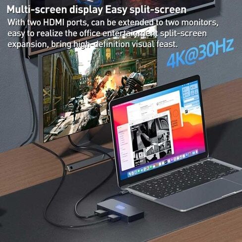 محول تلفزيون بمنفذين HDMI 7 في 1 USB C Hub Type-C PD شاحن متوافق مع Samsung Galaxy Z Fold7، محول جهاز عرض الصوت والفيديو in Kuwait