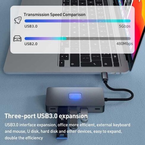 محول تلفزيون بمنفذين HDMI 7 في 1 USB C Hub Type-C PD شاحن متوافق مع Samsung Galaxy Z Fold7، محول جهاز عرض الصوت والفيديو in Kuwait