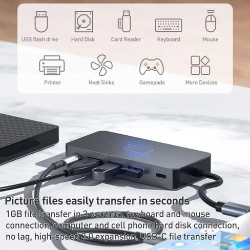 محول تلفزيون بمنفذين HDMI 7 في 1 USB C Hub Type-C PD شاحن متوافق مع Samsung Galaxy Z Fold7، محول جهاز عرض الصوت والفيديو in Kuwait