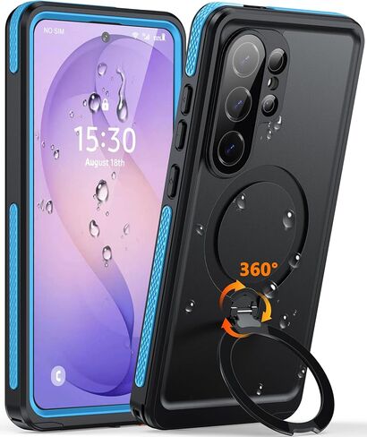 حامل مغناطيسي Oterkin يدور 360 درجة لهاتف Samsung Galaxy S26 Ultra مقاوم للماء، [حماية لكامل الجسم] [IP68 مقاوم للماء] [مناسب لـ Magsafe] حافظة S26 فائقة مقاومة للصدمات مع [واقي شاشة وعدسة مدمج] in Kuwait