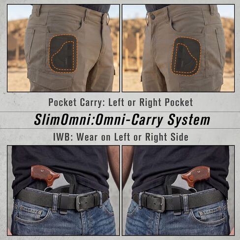 SlimOmni J Frame Holster Pocket & IWB Combo (Pocket & IWB Holster for 2''- 2 1/4'' J Frame and Similar Revolvers up to 2.25'' Barrel), Omni-Carry Ambidextrous, Omni-Adjustable Height&Cant in Kuwait