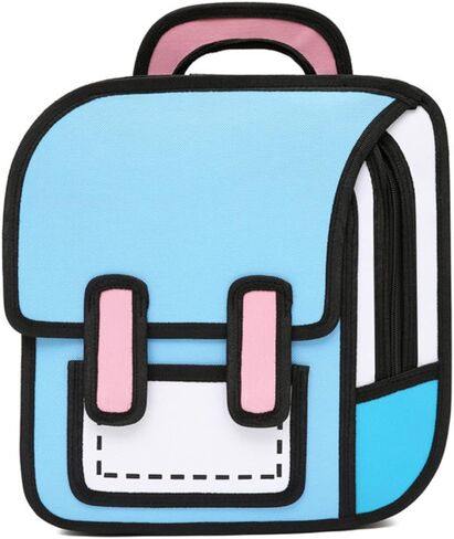 Kawaii Backpack Cute 2D Drawing Aesthetic Large Bag 3D Comic Paper Jump Style Fun Daypack (Purple) in Kuwait