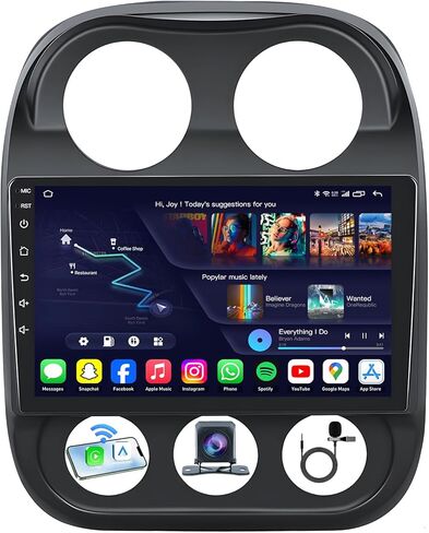 راديو سيارة Android 13 لسيارة Jeep Patriot Compass 2010-2016: [4Core+64GB] 10 بوصة ترقية 5G WiFi 1280 * 800 وحدة رأس ستيريو تعمل باللمس Carplay Android Auto Bluetooth GPS FM SWC كاميرا احتياطية in Kuwait