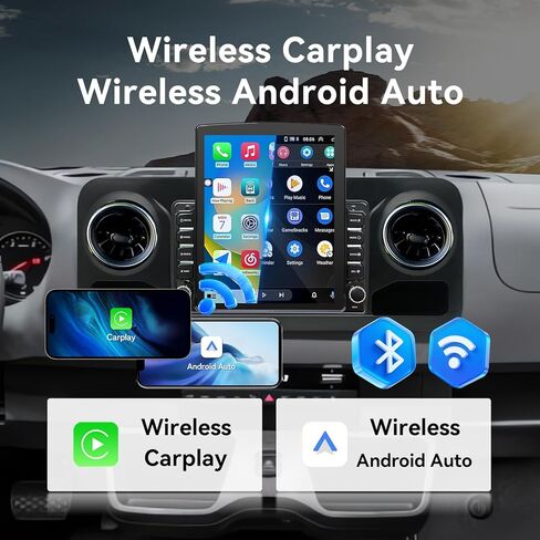 Android 14 Car Radio Compatible with Mercedes-Benz Sprinter 2019-2021,4G+64G,9.7" Touch Screen Car Stereo with Wireless Carplay&Android Auto,Blue-Tooth/GPS/Navigation/FM/SWC/Mirror Link in Kuwait