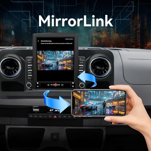 Android 14 Car Radio Compatible with Mercedes-Benz Sprinter 2019-2021,4G+64G,9.7" Touch Screen Car Stereo with Wireless Carplay&Android Auto,Blue-Tooth/GPS/Navigation/FM/SWC/Mirror Link in Kuwait