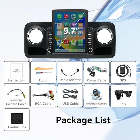 Android 14 Car Radio Compatible with Mercedes-Benz Sprinter 2019-2021,4G+64G,9.7" Touch Screen Car Stereo with Wireless Carplay&Android Auto,Blue-Tooth/GPS/Navigation/FM/SWC/Mirror Link in Kuwait