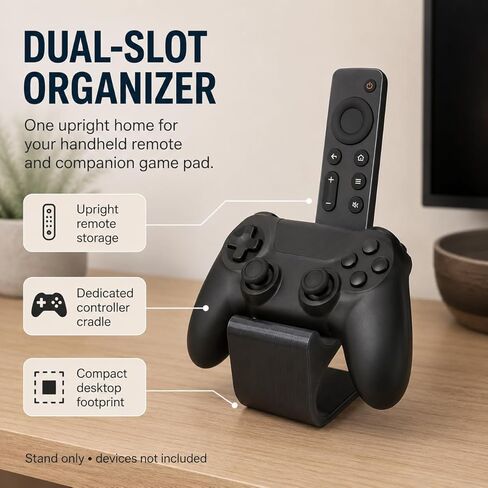 SplashNColor Remote Controller Stand Compatible with Nvidia Shield 2016 – Desktop Media Organizer | Dual Slot Holder for Streaming Remote and Game Pad Storage in Kuwait