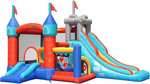 Bounceland Medieval Bounce Castle Bounce House with Slide & Ball Pit, Basketball Hoop and Ball Toss Game Included, Long Fun Slide, Obstacle Courts, Comes with UL Certified Blower Fun Party in Saudi Arabia
