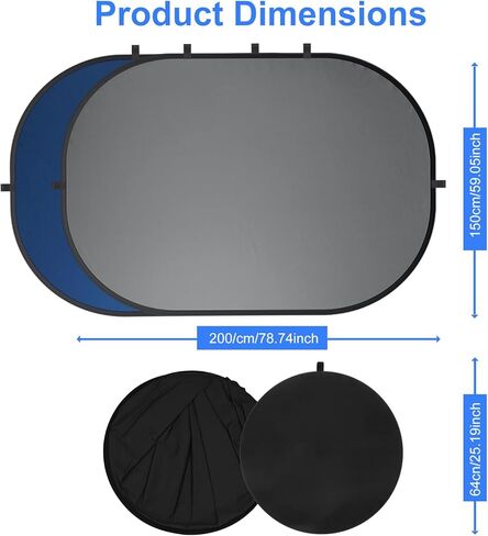 Blue Gray Pop up Backdrop 5x6.5ft/1.5x2m, Self-Tape Photography Backdrops with Carry Bag Collapsible Portable Background for Auditions Photoshoot TikTok YouTube Video Live Streaming in Saudi Arabia