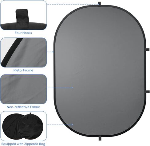 Blue Gray Pop up Backdrop 5x6.5ft/1.5x2m, Self-Tape Photography Backdrops with Carry Bag Collapsible Portable Background for Auditions Photoshoot TikTok YouTube Video Live Streaming in Saudi Arabia