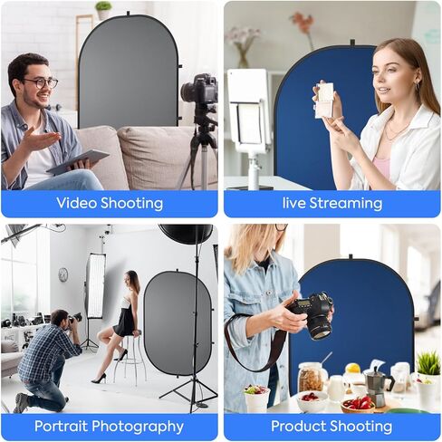 Blue Gray Pop up Backdrop 5x6.5ft/1.5x2m, Self-Tape Photography Backdrops with Carry Bag Collapsible Portable Background for Auditions Photoshoot TikTok YouTube Video Live Streaming in Saudi Arabia